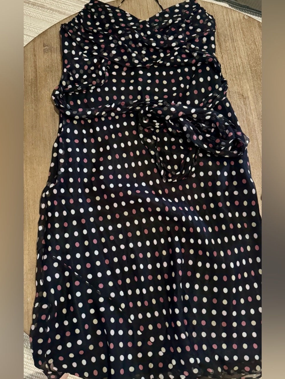 Laundry By Shelli Segal Black Polka Dot Spaghetti Strap Cami